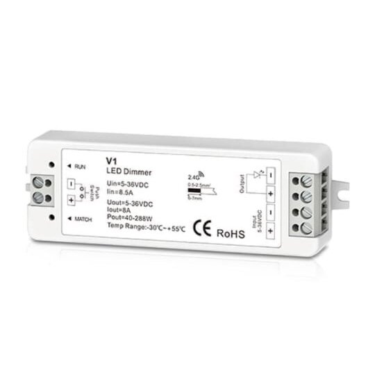 1 kanalo LED juostų valdiklis LUXSONN 8A push-dim (5-36V, 192W) 1 kanalo LED juostų valdiklis LUXSONN 8A push-dim (5-36V, 192W)