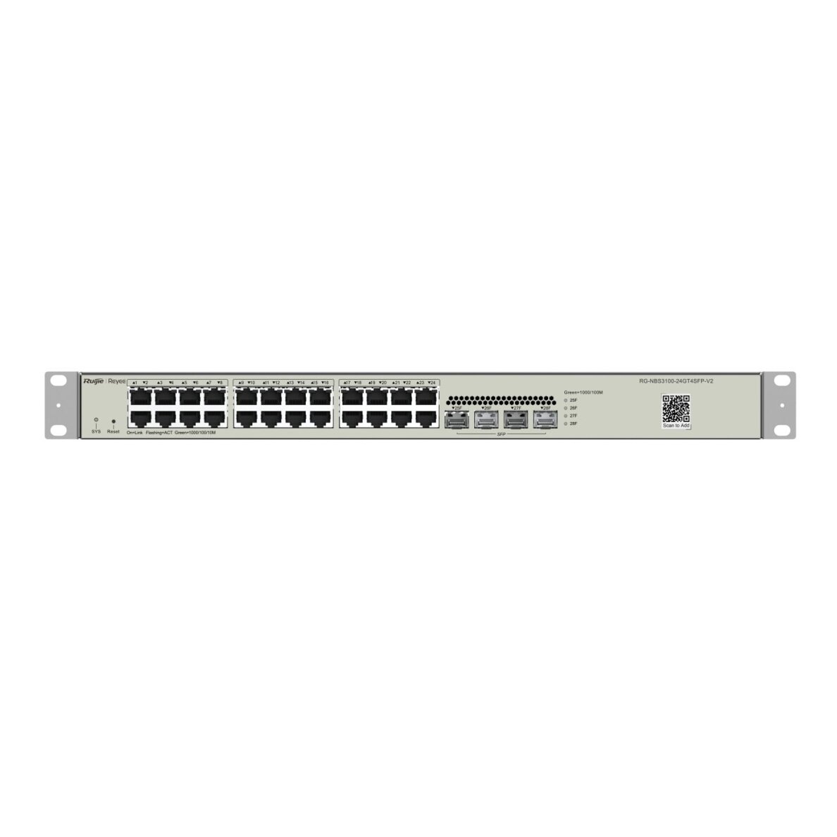 24 prievadų komutatorius Ruijie Reyee RG-NBS3100-24GT4SFP-V2 (valdomas, 4xSFP)