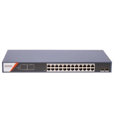 26 prievadų, 24 PoE prievadų komutatorius Hikvision DS-3E1526P-SI-24P2F