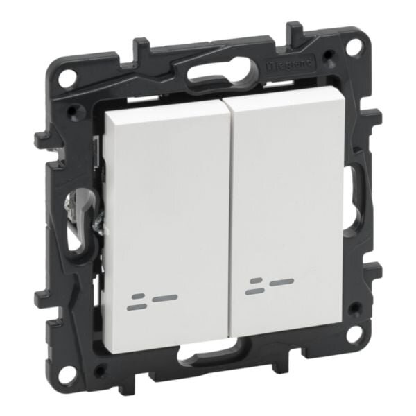 2 klavišų perjungiklis Legrand Niloe Step 863118 (baltas, LED indikacija)