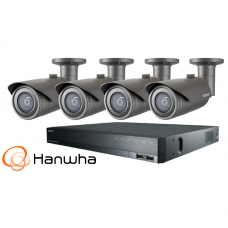 4 lauko/vidaus kamerų stebėjimo sistema – 4 MP Hanwha Techwin QNO-7012R ir  XRN-820S