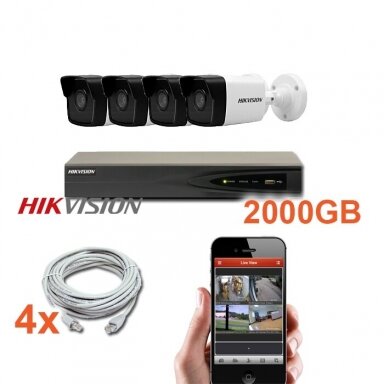 4 IP lauko/vidaus kamerų stebėjimo sistema 2 Mp, SK-IP38 4 IP lauko/vidaus kamerų stebėjimo sistema 2 Mp, SK-IP38