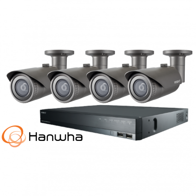 4 lauko/vidaus kamerų stebėjimo sistema – 4 MP Hanwha Techwin QNO-7012R ir XRN-820S 4 lauko/vidaus kamerų stebėjimo sistema – 4 MP Hanwha Techwin QNO-7012R ir XRN-820S