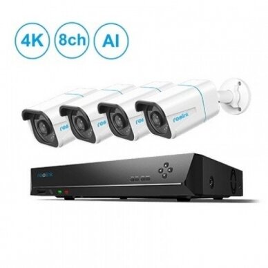 4 IP lauko/vidaus kamerų stebėjimo sistema RLK8-810B4-A