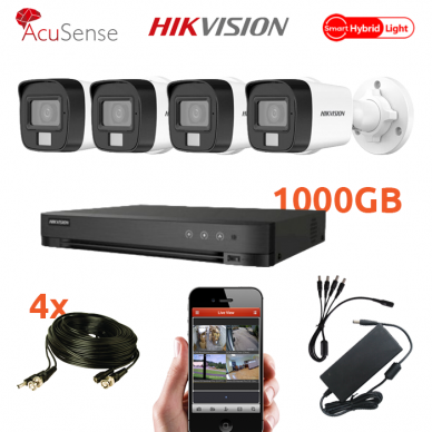 4 lauko/vidaus cilindrinių vaizdo kamerų komplektas Hikvision HIK-3K, 5 MP raiška, AI, Hybrid IR+LED 4 lauko/vidaus cilindrinių vaizdo kamerų komplektas Hikvision HIK-3K, 5 MP raiška, AI, Hybrid IR+LED