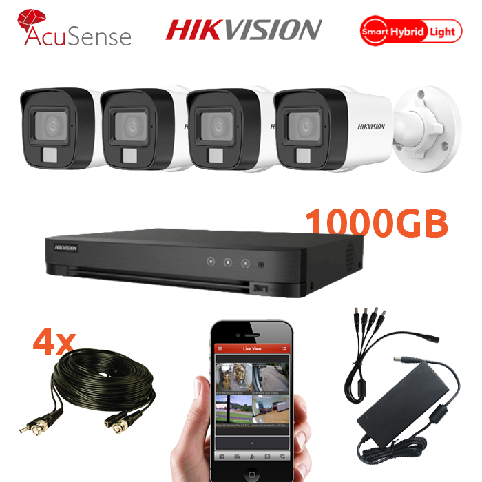 4 lauko/vidaus cilindrinių vaizdo kamerų komplektas Hikvision HIK-3K, 5 MP raiška, AI, Hybrid IR+LED 4 lauko/vidaus cilindrinių vaizdo kamerų komplektas Hikvision HIK-3K, 5 MP raiška, AI, Hybrid IR+LED