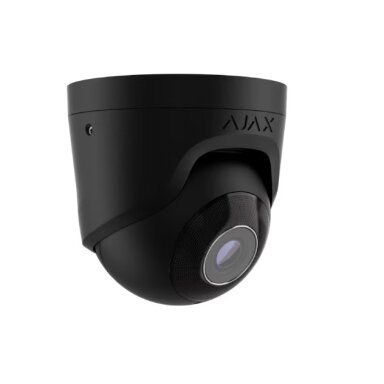 8 Megapikselių raiškos AJAX lauko/vidaus IP kupolinė kamera TurretCam, F2.8 objektyvas, juoda, MicroSD, AI analitika, IR iki 35 metrų