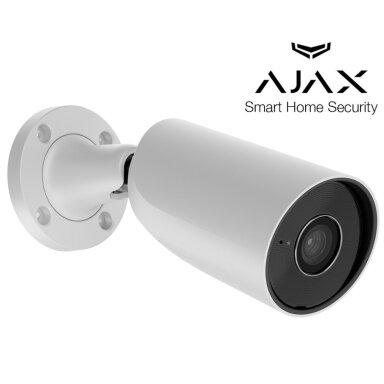 8 Megapikselių raiškos AJAX lauko/vidaus IP cilindrinė kamera BulletCam, F2.8 objektyvas, balta, MicroSD, AI analitika, IR iki 35 metrų