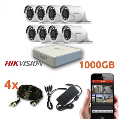 8 HD Lauko/Vidaus kamerų HIKVISION stebėjimo sistema SK-TURBOHD8 8 HD Lauko/Vidaus kamerų HIKVISION stebėjimo sistema SK-TURBOHD8
