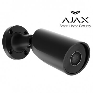 8 Megapikselių raiškos AJAX lauko/vidaus IP cilindrinė kamera BulletCam, F2.8 objektyvas, juoda, MicroSD, AI analitika, IR iki 35 metrų