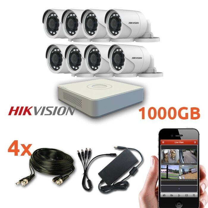 8 HD Lauko/Vidaus kamerų HIKVISION stebėjimo sistema SK-TURBOHD8 8 HD Lauko/Vidaus kamerų HIKVISION stebėjimo sistema SK-TURBOHD8