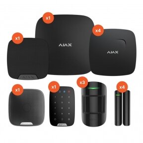 Ajax bevielės apsaugos sistemos komplektas individualiam namui (juodas)