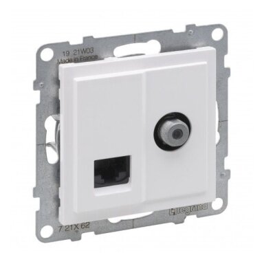 Baltas RJ45+ TV lizdas SUNO Legrand 721162