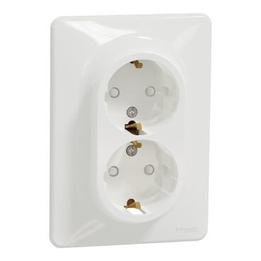 Dvigubas kištukinis lizdas su įžeminimu ir apsauga nuo vaikų Schneider Sedna Design SDD311221