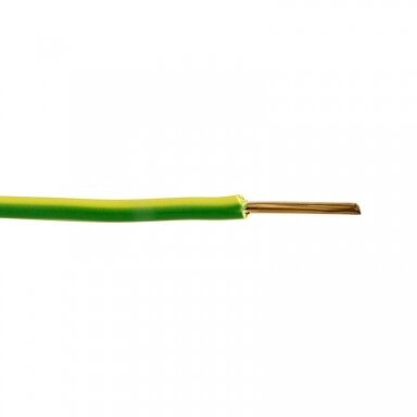 Elpar H07V-U (YDY) 1x2.5 mm2 vienagyslis laidas (monolitinis, geltonas / žalias, 1 m)