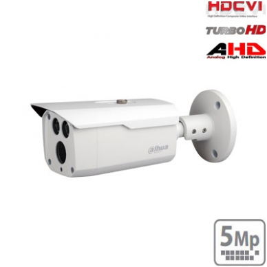 HD-CVI cilindrinė kam. 5MP su LXIR pašvietimu iki 80m.,1/2.7" 3.6mm 77.5°, IP67