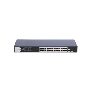 Hikvision 26 prievadų 24 PoE prievadų komutatorius DS-3E0526P-E(B) Hikvision 26 prievadų 24 PoE prievadų komutatorius DS-3E0526P-E(B)