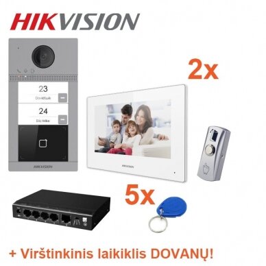 Hikvision IP vaizdo telefonsynės komplektas DOMO-2, dviejų abonentų Hikvision IP vaizdo telefonsynės komplektas DOMO-2, dviejų abonentų