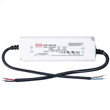 Impulsinis maitinimo šaltinis LED 24V 150W 6.3A, IP67, MEAN WELL LPV-150-24 Impulsinis maitinimo šaltinis LED 24V 150W 6.3A, IP67, MEAN WELL LPV-150-24