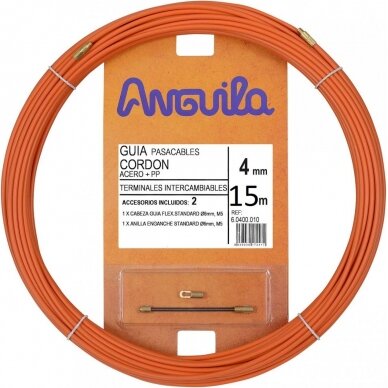 Kabelio pratraukėjas (15m, 4mm, oranžinis, plieninis) Kabelio pratraukėjas (15m, 4mm, oranžinis, plieninis)