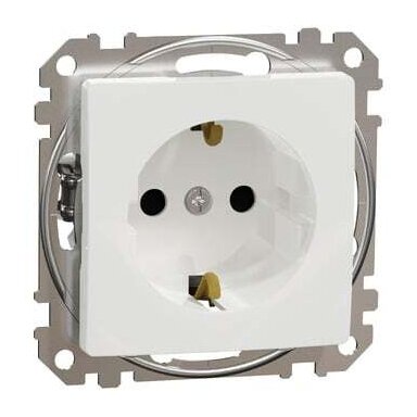 Kištukinis lizdas su įžeminimu ir apsauga nuo vaikų Schneider Electric Sedna Design SDD111022 (baltas)