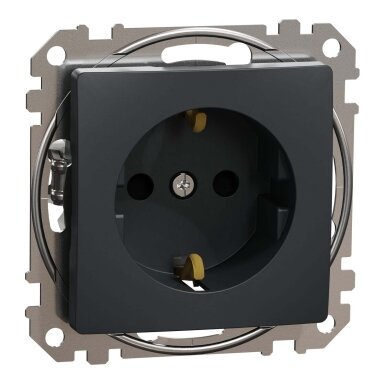 Kištukinis lizdas su įžeminimu ir apsauga nuo vaikų Schneider Electric Sedna Design SDD114022 (antracitas)