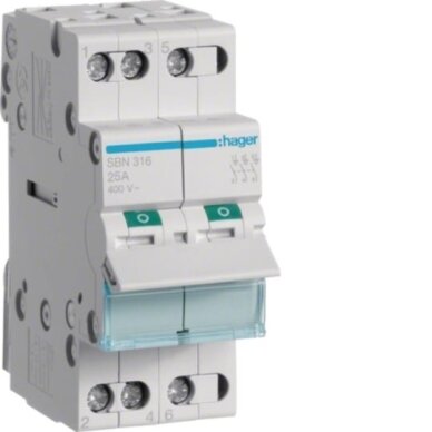 Kirtiklis Hager SBN316 (3P, 16A, 400V, 2 mod.) Kirtiklis Hager SBN316 (3P, 16A, 400V, 2 mod.)