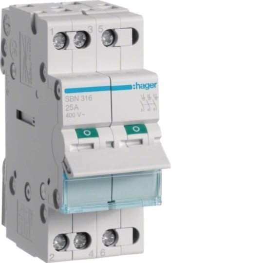 Kirtiklis Hager SBN316 (3P, 16A, 400V, 2 mod.) Kirtiklis Hager SBN316 (3P, 16A, 400V, 2 mod.)