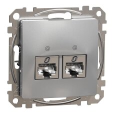 Kompiuterinis lizdas 2xRJ45 STP Schneider Sedna SDD113462S (aliuminis)