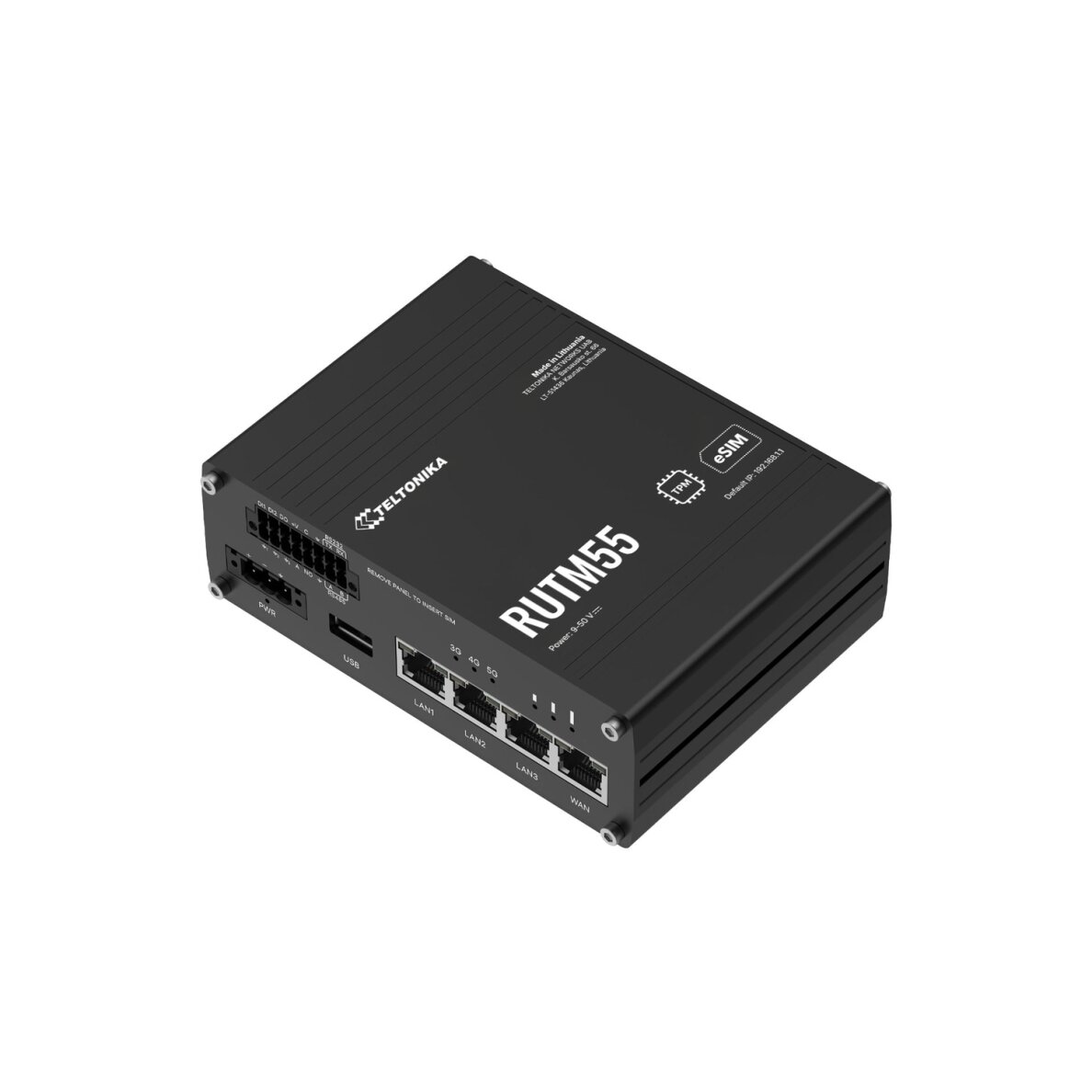 Maršrutizatorius Teltonika RUTM55 (5G, 1xWAN, 3xLAN, 2 SIM, Wi-Fi)