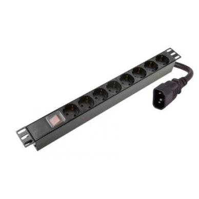 Maitinimo panelė 19\'\' spintai (8x220V Schuko, su jungikliu, IEC320 C14, plast. korpusas, 2 m kabelis) Maitinimo panelė 19\'\' spintai (8x220V Schuko, su jungikliu, IEC320 C14, plast. korpusas, 2 m kabelis)