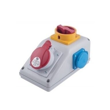PawBol R-BOX B.165/1/LP-S plastikinis skydelis su kištukiniais lizdais (1x16A/250V, 1x250V)
