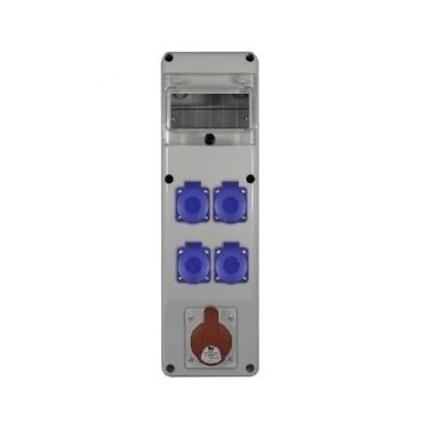 PawBol R-BOX B.SLIM-6S-28-S plastikinis skydelis su lizdais (4x16A/230V, 1x5P16A)