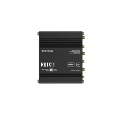 Pramoninis LTE modemas Teltonika RUTX11 20B200 su eSIM (LTE Cat 6, WiFi 5) Pramoninis LTE modemas Teltonika RUTX11 20B200 su eSIM (LTE Cat 6, WiFi 5)