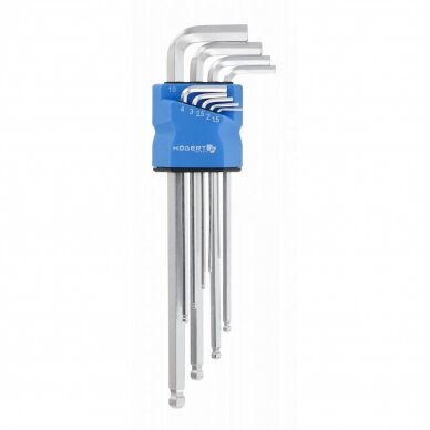 Šešiakampių raktų rinkinys Hogert HT1W826 (9 vnt, 1.2-10mm) Šešiakampių raktų rinkinys Hogert HT1W826 (9 vnt, 1.2-10mm)