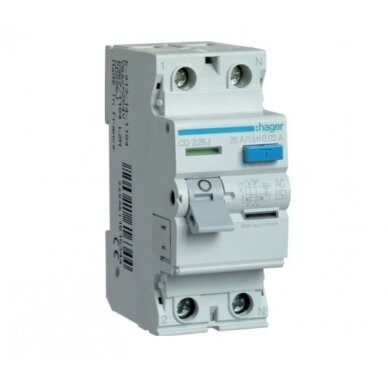 Srovės nuotekio relė Hager CD226J (AC, 25A, 2P, 30mA, 230V) Srovės nuotekio relė Hager CD226J (AC, 25A, 2P, 30mA, 230V)