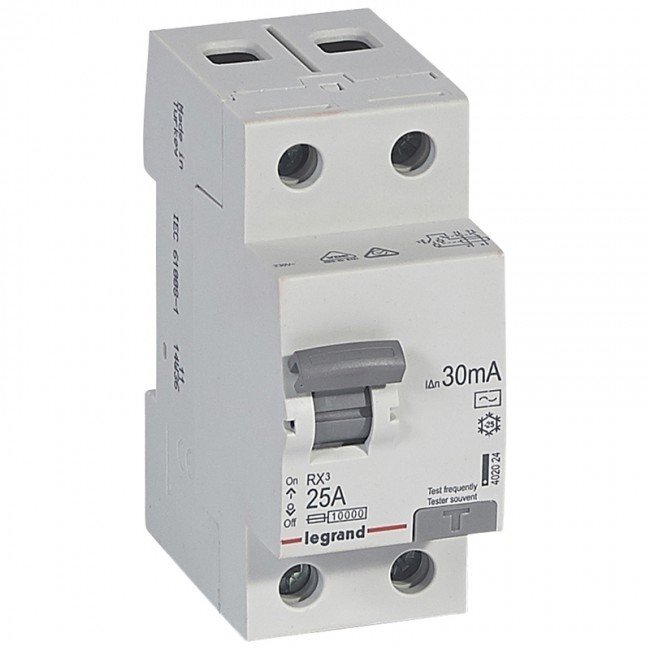 Srovės nuotekio relė RCD RX Legrand 402024 (AC, 25A, 2P, 30mA, 230V) Srovės nuotekio relė RCD RX Legrand 402024 (AC, 25A, 2P, 30mA, 230V)