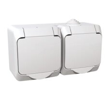 Virštinkinis dvigubas kištukinis lizdas su įžeminimu Schneider Cedar Plus WDE000523 (su dangteliu, baltas, 2x16A, 250V)