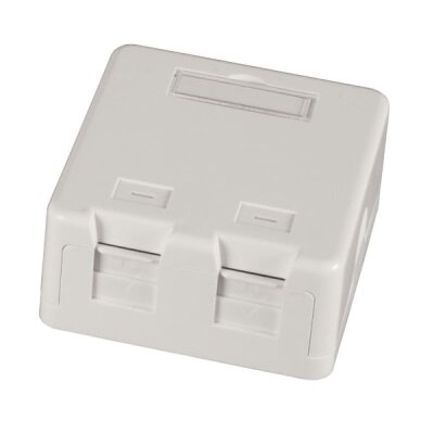 Virštinkinė montavimo dėžutė CMB-02 (2xRJ45, keystone, balta) Virštinkinė montavimo dėžutė CMB-02 (2xRJ45, keystone, balta)